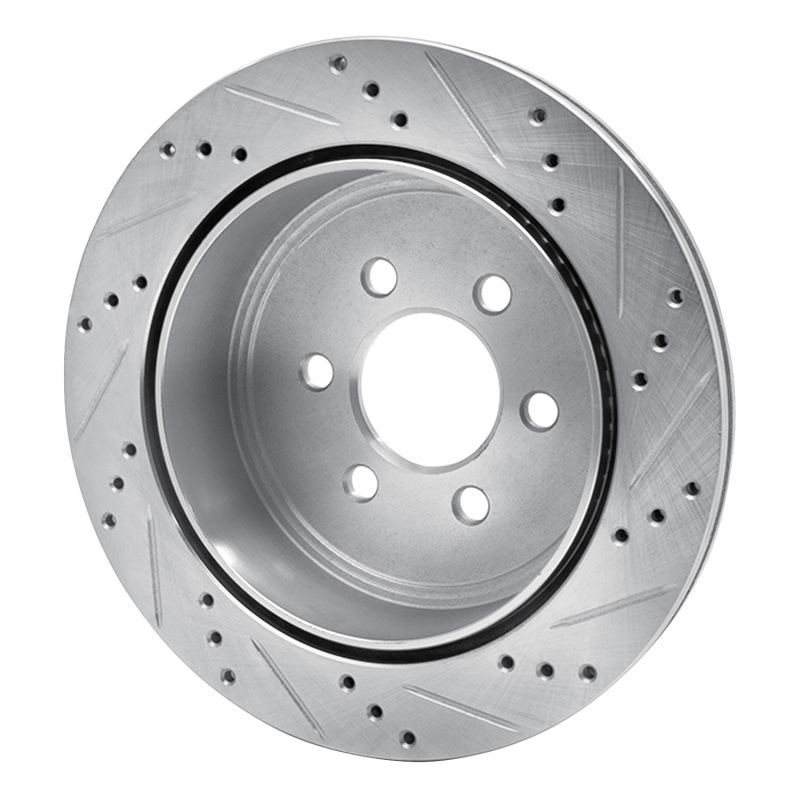Dodge Durango Brake Rotor (1) - Rear Left - R1 Concepts - Drilled & Slotted - Silver - 2003